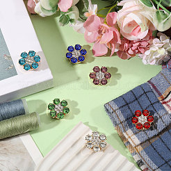 12Pcs 6 Colors Brass Rhinestone Cufflinks&nbsp;BUTT-GL0001-06