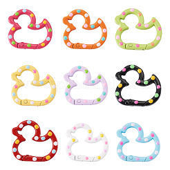 12Pcs Spray Printed Alloy Spring Gate Rings&nbsp;FIND-TA0009-96