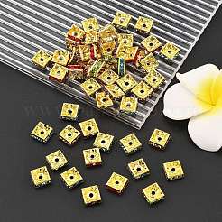 Brass Rhinestone Spacer Beads&nbsp;RB-A013-8x8-G