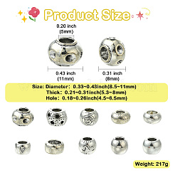 100Pcs 10 Styles Tibetan Style Alloy European Beads&nbsp;TIBE-CJ0001-32