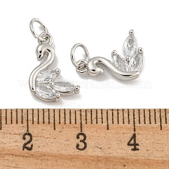 Rack Plating Brass Micro Pave Clear Cubic Zirconia Charms&nbsp;KK-U030-15P