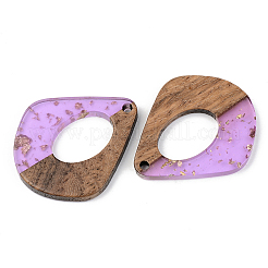 Transparent Resin & Walnut Wood Pendants&nbsp;X-RESI-S389-016A-B01