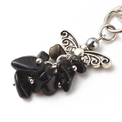 Natural Obsidian Beaded Cluster Pendant Decorates&nbsp;HJEW-JM00697-02