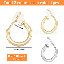 8Pcs Brass Clip-on Earrings for Women Men&nbsp;KK-SC0008-15B