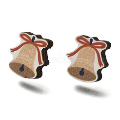 Christmas Printed Wood Stud Earrings for Women&nbsp;EJEW-U025-01E