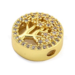 Rack Plating Brass Micro Pave Cubic Zirconia Beads&nbsp;KK-G513-80G