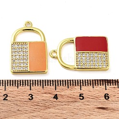 Brass Micro Pave Clear Cubic Zirconia Pendants&nbsp;KK-F871-10G