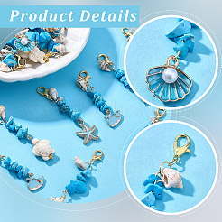 25Pcs 5 Styles Alloy Enamel & Shell Pendant Decoraiton&nbsp;HJEW-BM00019