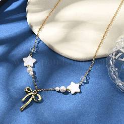 Alloy Crystal Rhinestone Bowknot Pendant Necklaces&nbsp;X1-NJEW-TA00168