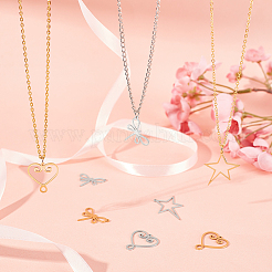 12Pcs 6 Style 201 Stainless Steel Laser Cut Pendants&nbsp;STAS-DC0006-37