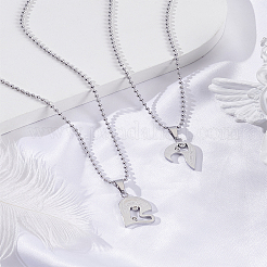 1 Set Stainless Steel Couple Heart Pendant Ball Chain Necklaces for Women Men&nbsp;NJEW-LP0001-61B