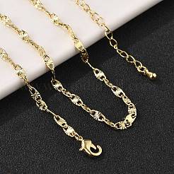 Brass Textured Oval Link Chain Necklaces for Women Men&nbsp;NJEW-F337-04G