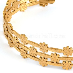 304 Stainless Steel Hollow Flower Open Cuff Bangles for Women&nbsp;BJEW-K241-03C-G