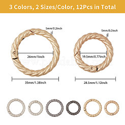12Pcs 6 Styles Alloy Twist Spring Gate Ring&nbsp;FIND-CA0007-96