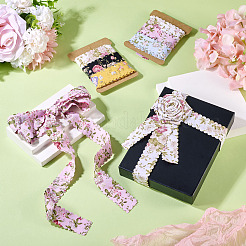 2Sets 2 Colors  Polyester Flower Printed Ribbon&nbsp;OCOR-TA0002-65