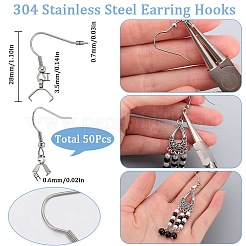 50Pcs 304 Stainless Steel Earring Hooks&nbsp;STAS-SC0008-30