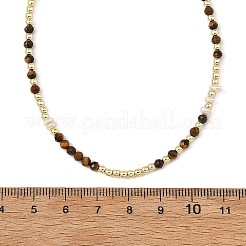 Natural Tiger Eye Faceted Round & Round Electroplate Synthetic Non-magnetic Hematite & Natural Pearl Beaded Necklaces&nbsp;NJEW-JN06549-01