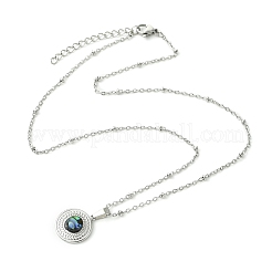304 Stainless Steel Natural Paua Shell Pendant Satellite Chain Necklaces&nbsp;NJEW-JN06446-02