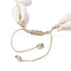 Natural Mixed Cowrie Shell Bead Braided Bead Bracelets&nbsp;BJEW-JB11862-02