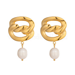 304 Stainless Steel Freshwater Pearl Dangle Stud Earrings for Women&nbsp;VW9874