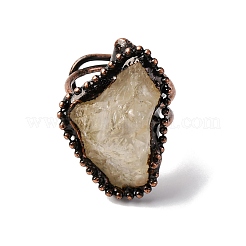 Irregular Oval Natural Citrine Adjustable Rings&nbsp;RJEW-M157-09R