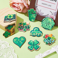 20Pcs 10 Styles Single Face Printed Clover Wood Big Pendants&nbsp;WOOD-CJ0001-80