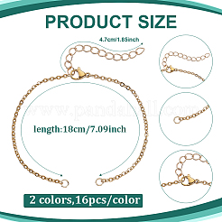 32Pcs 2 Colors 304 Stainless Steel Cable Chain Bracelet Making&nbsp;MAK-ME0001-11