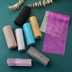 Plastic 24 Rows Rhinestone Mesh Wrap Roll&nbsp;AJEW-TA0001-09