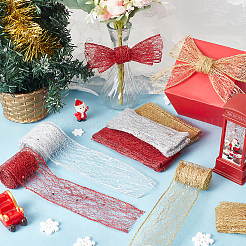 9 Bags 3 Colors Sparkle Cloth Glitter Mesh Wired Ribbons for Christmas Party Decorations&nbsp;OCOR-NB0001-77