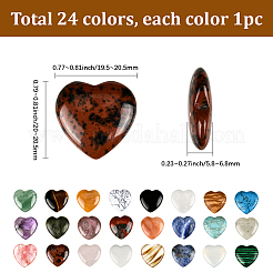 24Pcs 24 Styles Heart Mixed Gemstone & Porcelain Palm Stones&nbsp;G-SP0001-29