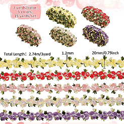15 Yards 5 Colors Polyester Flower Lace Trim&nbsp;OCOR-PH0002-80