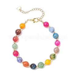 Natural Fire Crackle Agate Round Beaded Bracelets for Women&nbsp;BJEW-JB12552