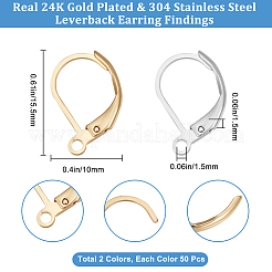 100Pcs 2 Style 304 Stainless Steel Leverback Earring Findings&nbsp;STAS-BBC0002-57