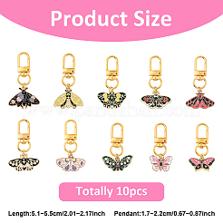 10Pcs 10 Styles Alloy Enamel Butterfly with Flower Pendant Decorations&nbsp;HJEW-YW00152