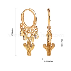 Cactus Brass Dangle Huggie Hoop Earrings&nbsp;EJEW-SW00001-05