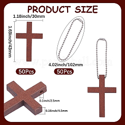 DIY Dyed Wood Cross Pendants Decoration Making Kits&nbsp;DIY-SP0006-46