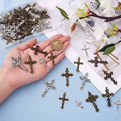 64Pcs 8 Style Tibetan Style Alloy Pendants&nbsp;FIND-SZ0002-81