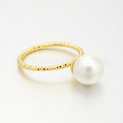 Brass Acrylic Pearl Finger Rings for Wedding Jewelry&nbsp;RJEW-J061-G
