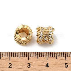 Rack Plating Brass Micro Pave Cubic Zirconia European Beads&nbsp;KK-Q795-03G