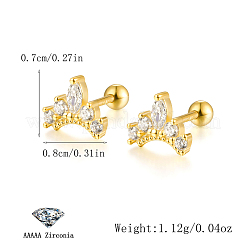 Vintage Crown Cubic Zirconia Stud Earrings&nbsp;YB5527-1