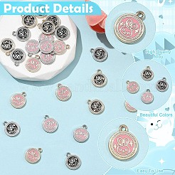 24Pcs 4 Colors Rack Plating Alloy Enamel Pendants&nbsp;ENAM-YW0009-17