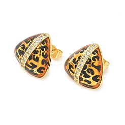 Brass Micro Pave Clear Cubic Zirconia Stud Earrings for Women&nbsp;EJEW-A169-01C-G