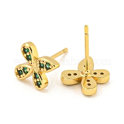 Rack Plating Brass Micro Pave Clear Cubic Zirconia Stud Earrings&nbsp;EJEW-N055-02G-03-RS