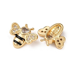 Brass Micro Pave Cubic Zirconia Beads&nbsp;KK-K408-10G