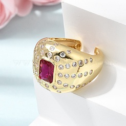 Brass Micro Pave Cubic Zirconia Cuff Open Rings for Women&nbsp;RJEW-L343-03G-05