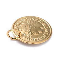 304 Stainless Steel Coin Pendants&nbsp;STAS-J036-016G