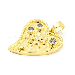 Brass Micro Pave Clear Cubic Zirconia Pendants&nbsp;KK-P263-09B-G