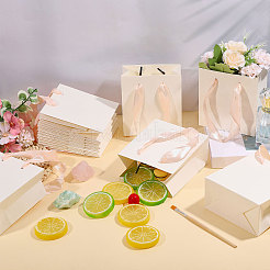 30Pcs Paper Gift Tote Bags with Pink Ribbon&nbsp;ABAG-GL0001-12