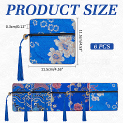 6Pcs Chinese Style Silk Cloth Embroidery Jewelry Packing Zipper Bags with Tassel&nbsp;ABAG-ME0001-05A