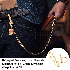 U-Shaped Brass Key Hook Shanckle Clasps&nbsp;KK-PH0004-97B